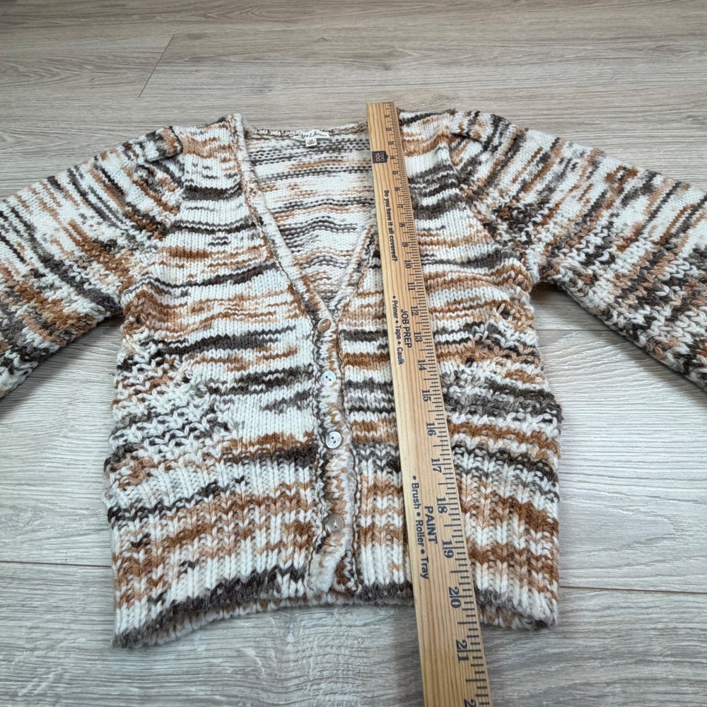 For Love & Lemons Geri Cardigan Brown Space Dye Chunky Knit Balloon Sleeve Sz XS - Picture 5 of 7